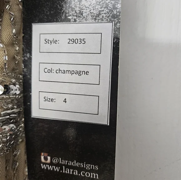 NWT Lara Dresses 29035 Champagne Pearl Strapless Beaded Evening Gown Sz 4 - Picture 6 of 13